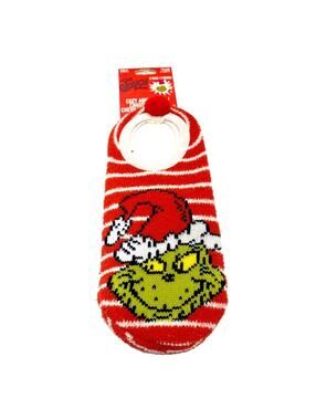 Dr. Seuss Grinch 2-Pack Fuzzy Sock Slippers – Green Christmas Ankle Socks Cozy